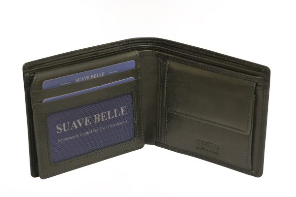 Premium Mens Leather Wallet, LTHR24001, Hunter Green