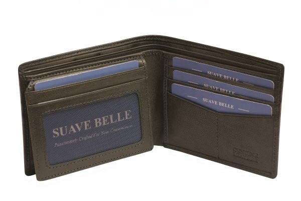 Premium Mens Leather Wallet, LTHR24002, Hunter Green